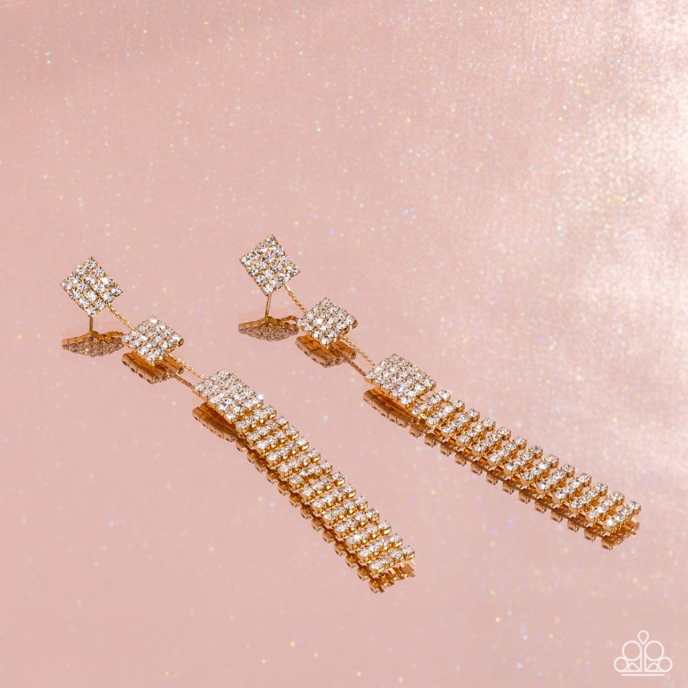 Fiercely Free-Falling - Gold Post Earrings