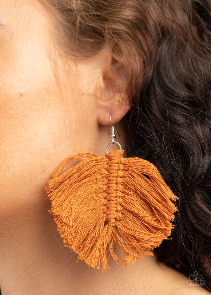 Paparazzi Earring ~ Macrame Mamba - Brown