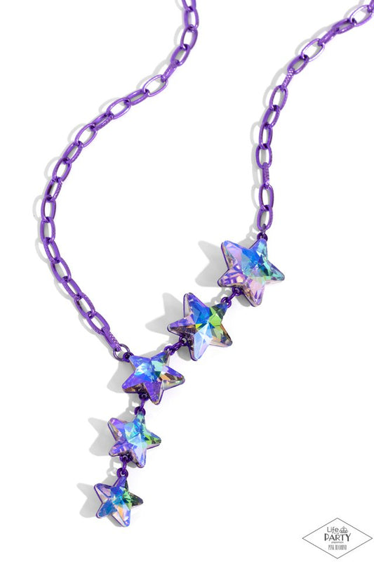 Paparazzi Necklace ~ Star-Crossed Sparkle - Purple