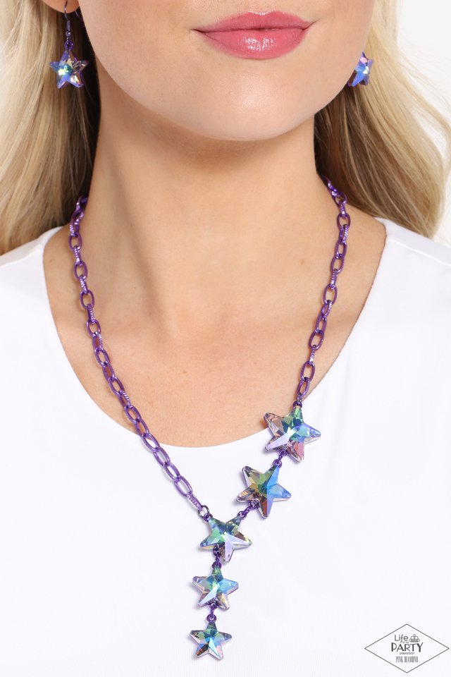 Paparazzi Necklace ~ Star-Crossed Sparkle - Purple