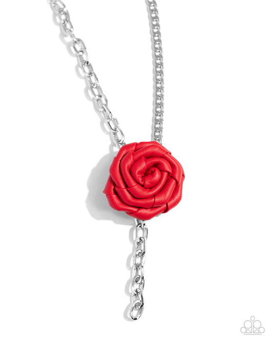 PAPARAZZI "ROSE AND CONS" RED NECKLACE &