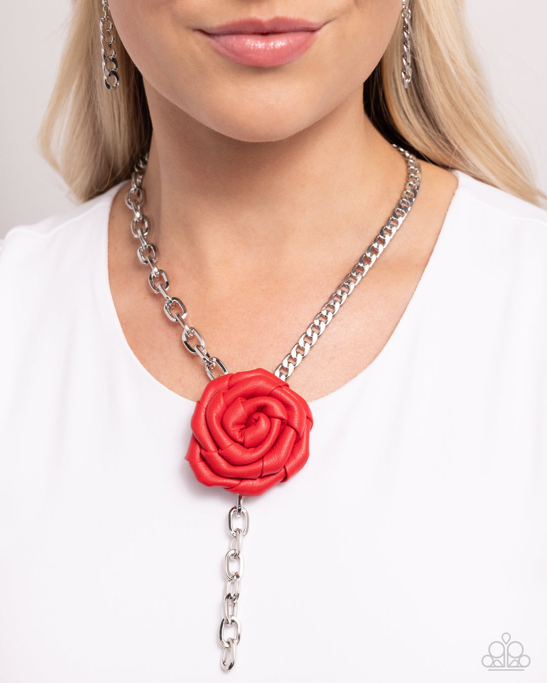 PAPARAZZI "ROSE AND CONS" RED NECKLACE &